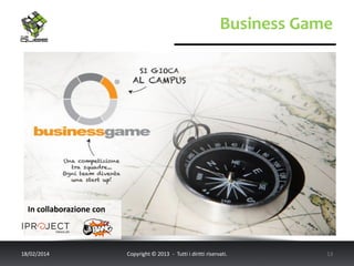 Business Game

In collaborazione con

18/02/2014

Copyright © 2013 - Tutti i diritti riservati.

13

 