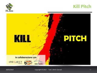 Kill Pitch

PITCH
In collaborazione con

18/02/2014

Copyright © 2013 - Tutti i diritti riservati.

14

 
