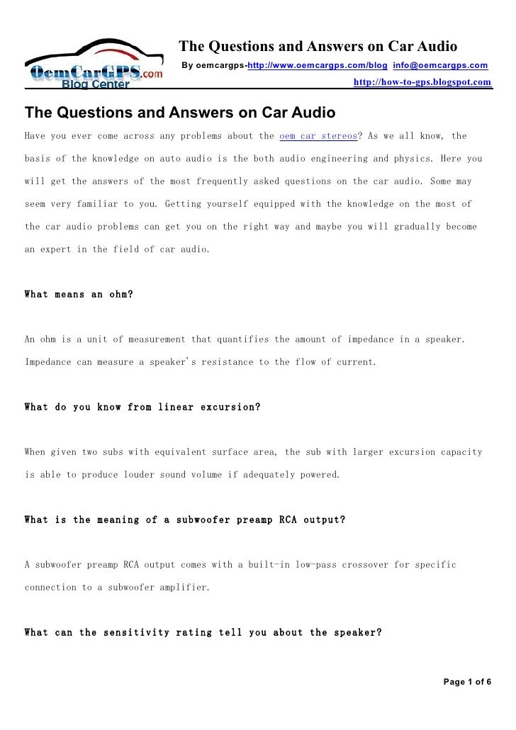 Car Questions Audio Car Questions Audio