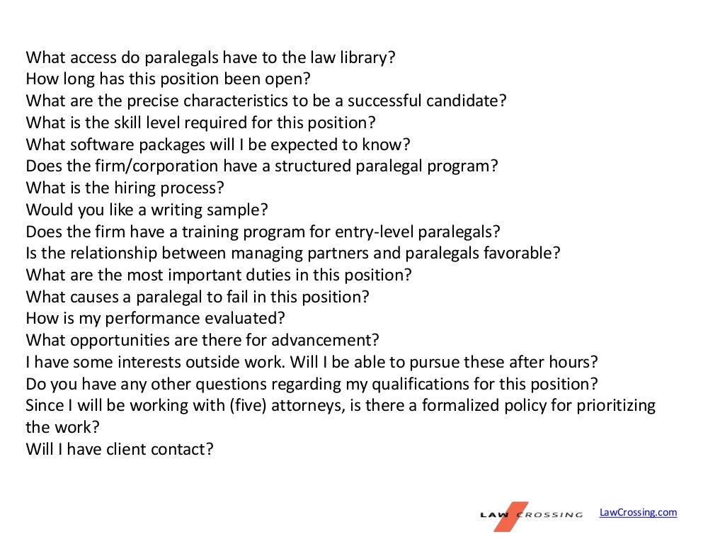 The questions to expect during a paralegal job interview