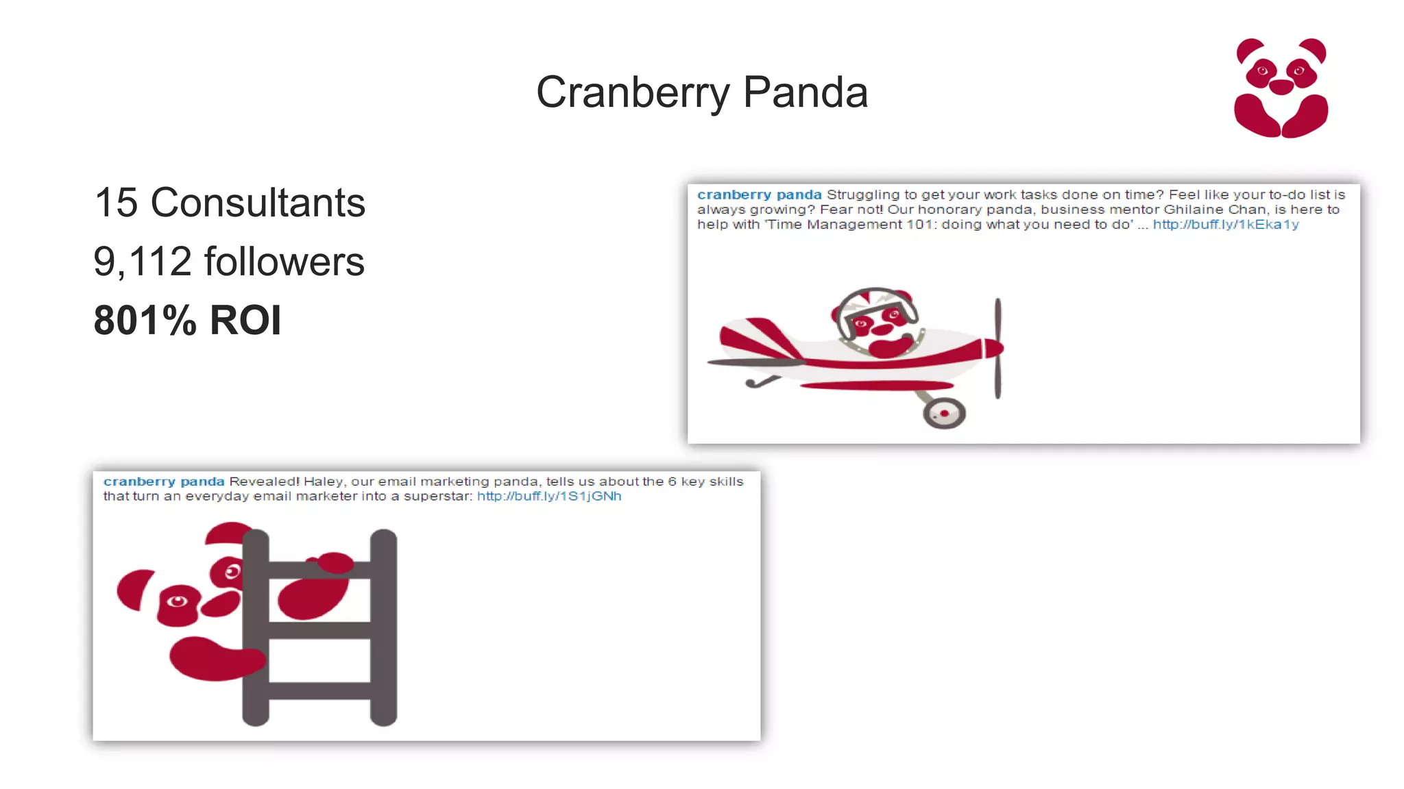 Cranberry Panda
​15 Consultants
​9,112 followers
​801% ROI
 