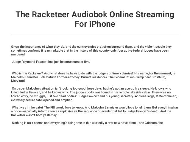 The Racketeer Audiobok Online Streaming For Iphone