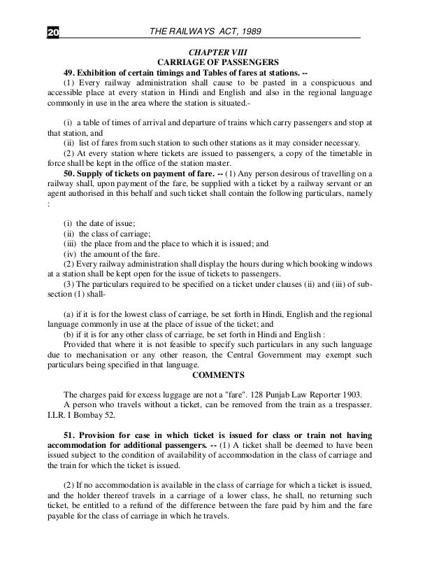 Bare Acts The Railways Act of 1989, The Railway Claims Tribunal Act