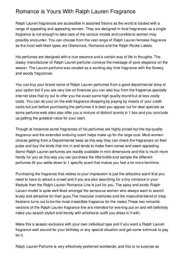 if you like ralph lauren romance you will like