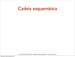 Cadeia esquemática

Curso de imersão em PET/CT e Imagem Hibrida avançada - 27 de novembro 2013
quinta-feira, 28 de novembro de 13

 