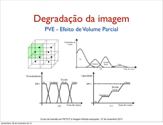 Degradação da imagem
PVE - Efeito de Volume Parcial

Curso de imersão em PET/CT e Imagem Hibrida avançada - 27 de novembro 2013
quinta-feira, 28 de novembro de 13

 