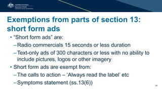 TGA presentation: Therapeutic Goods Advertising Code (No. 2) 2018 - The ...