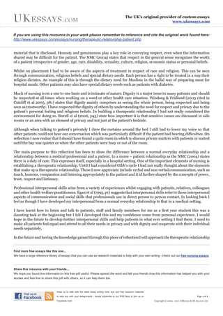 Nursing therapeutic care picture