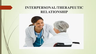 INTERPERSONAL/THERAPEUTIC
RELATIONSHIP
 