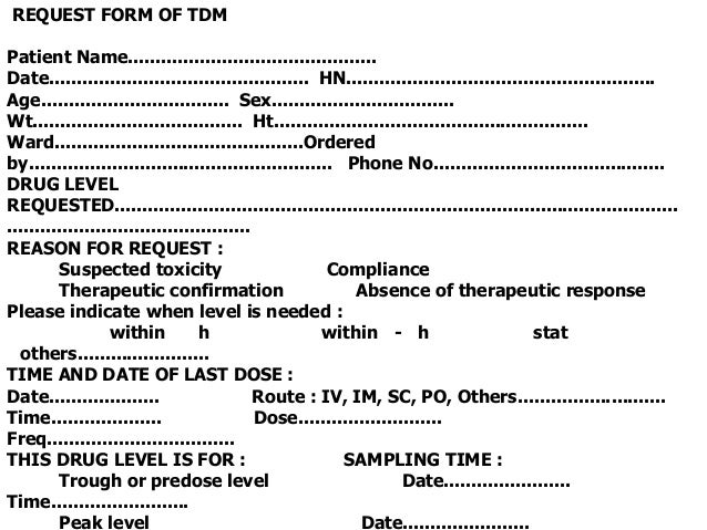 therapeutic drug monitoring medication monitoring form