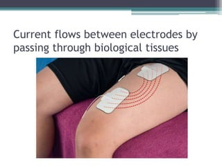 Current flows between electrodes by
passing through biological tissues
 