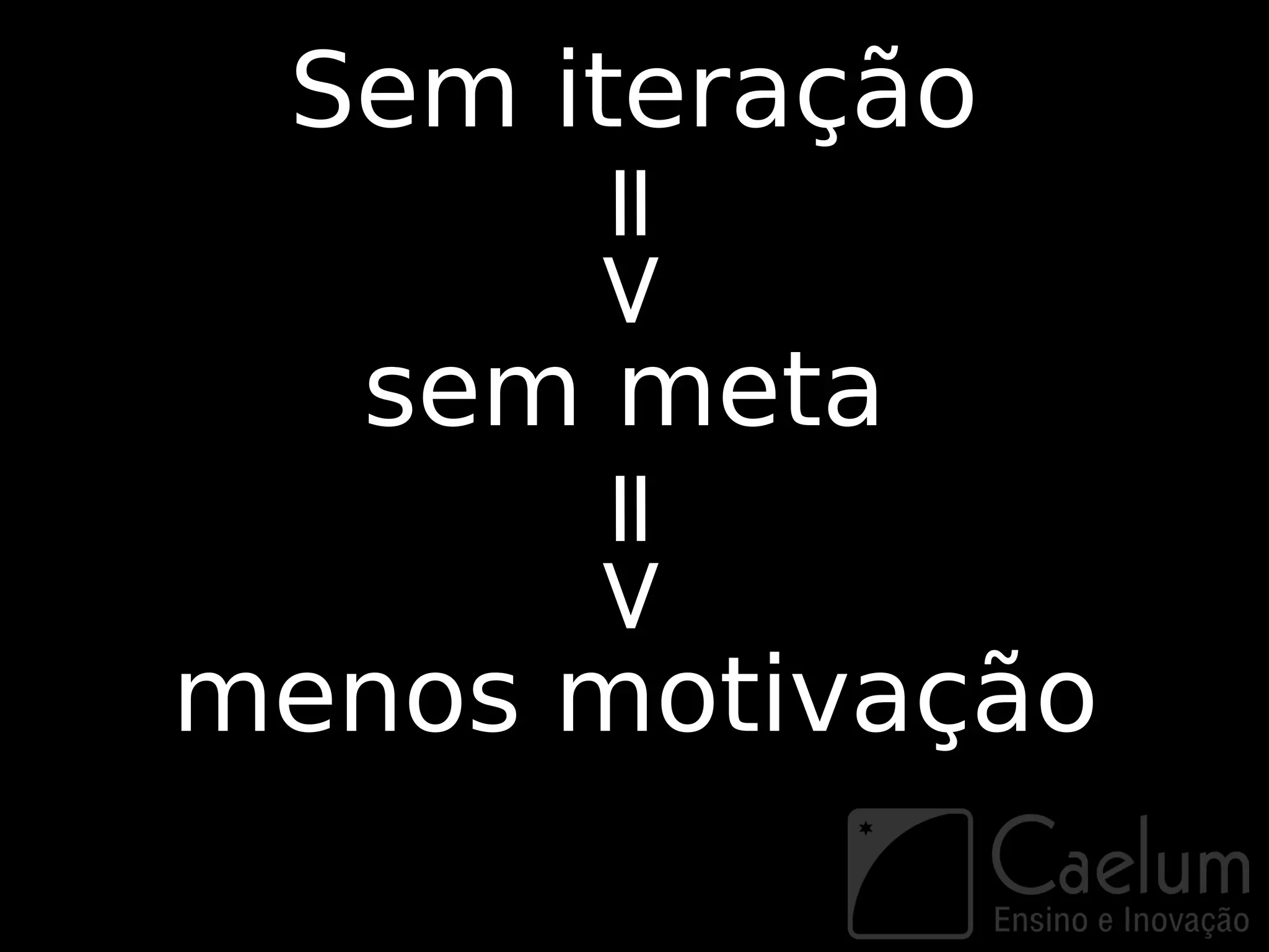 Sem iteração



      =>
   sem meta
      =>
menos motivação
 