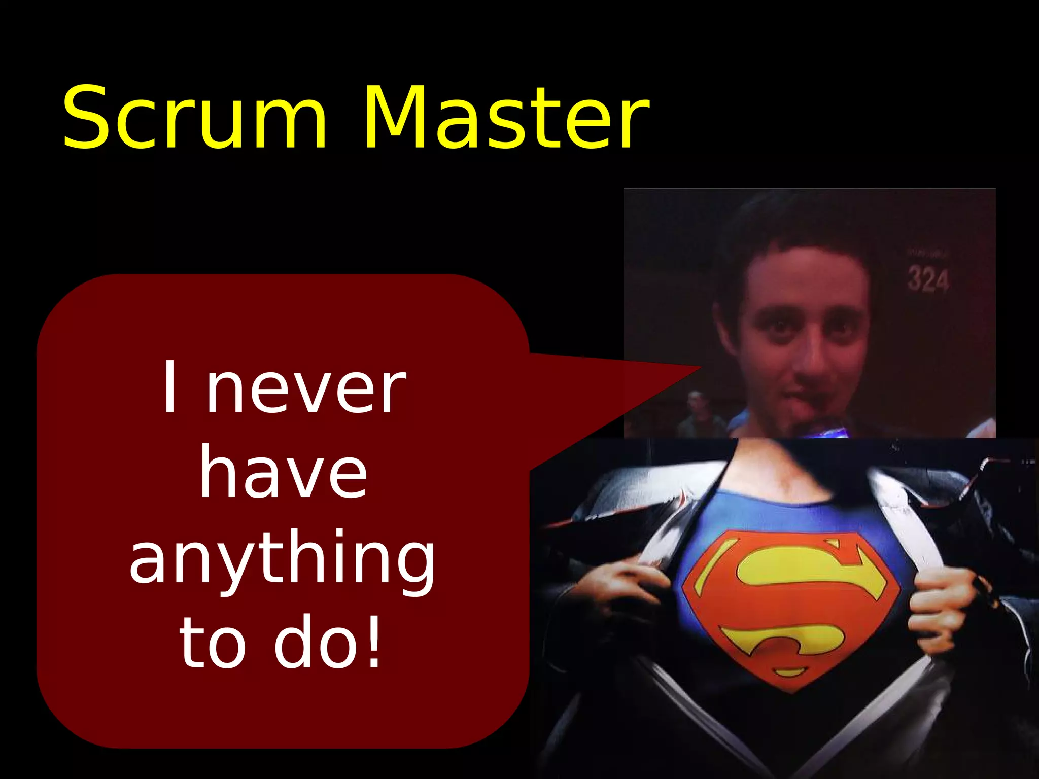 Scrum Master


  I never
    have
 anything
   to do!
 