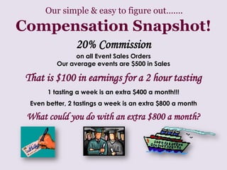 Spectacular Host Rewards Program!Enjoy tasting wine at a fun and informative wine tasting events at home! 