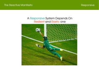 The Reactive Manifesto Responsive
 A Responsive System Depends On
 Resilient and Elastic one
 