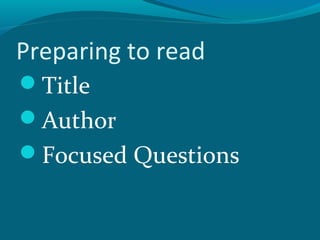 The reading process | PPT