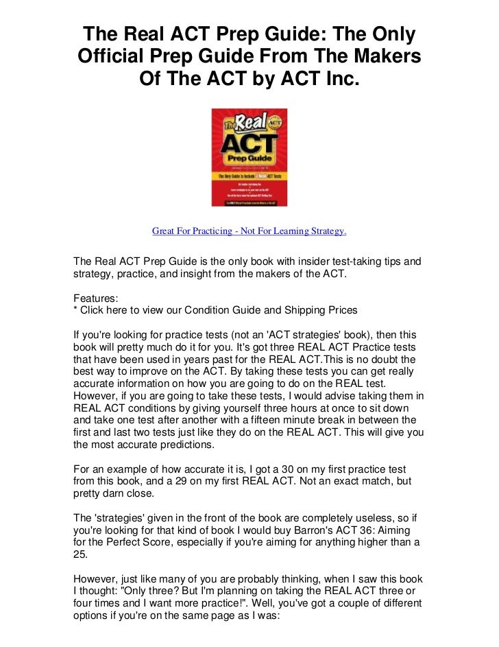 The real act prep guide the only official prep guide from the makers of ...