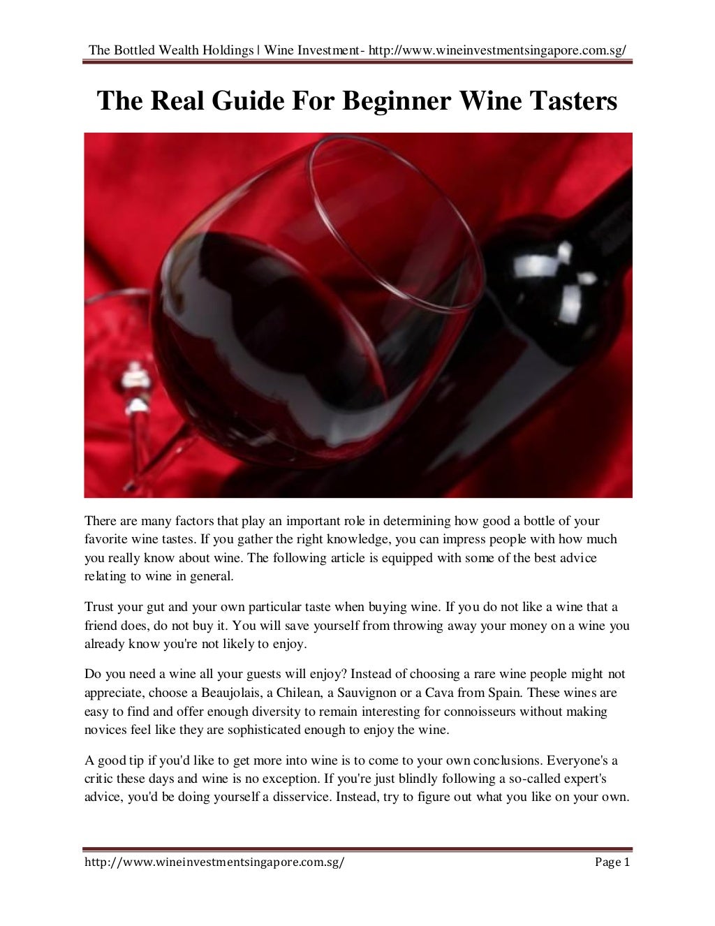 The real guide for beginner wine tasters