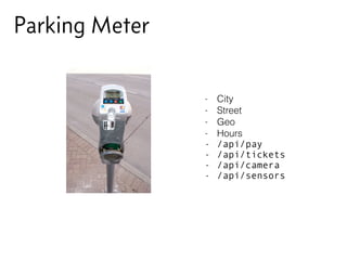 - City
- Street
- Geo
- Hours
- /api/pay
- /api/tickets
- /api/camera
- /api/sensors
Parking Meter
 