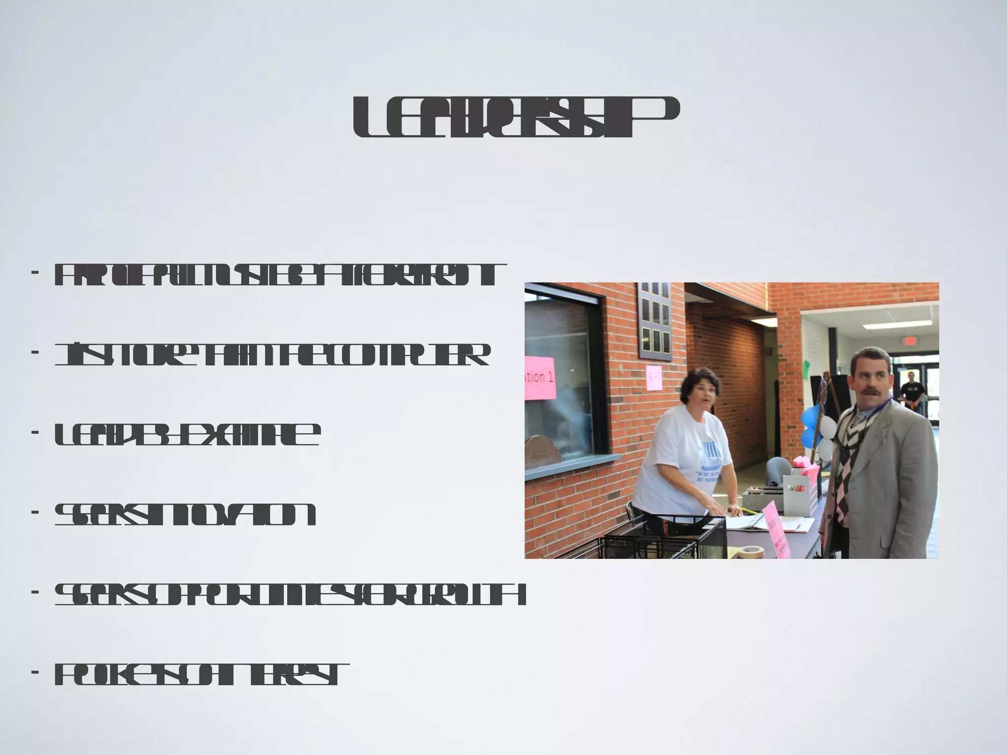 Leadership Principal must be at forefront It’s more than the computer Lead by example Seeks innovation Seeks opportunities for growth Pockets of interest 