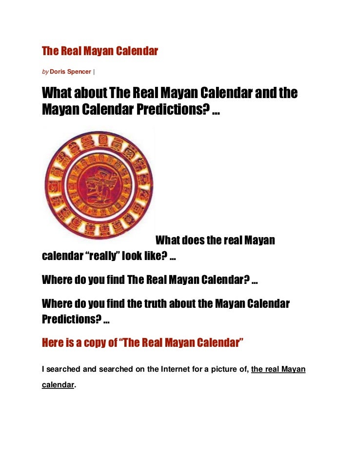 The real mayan calendar