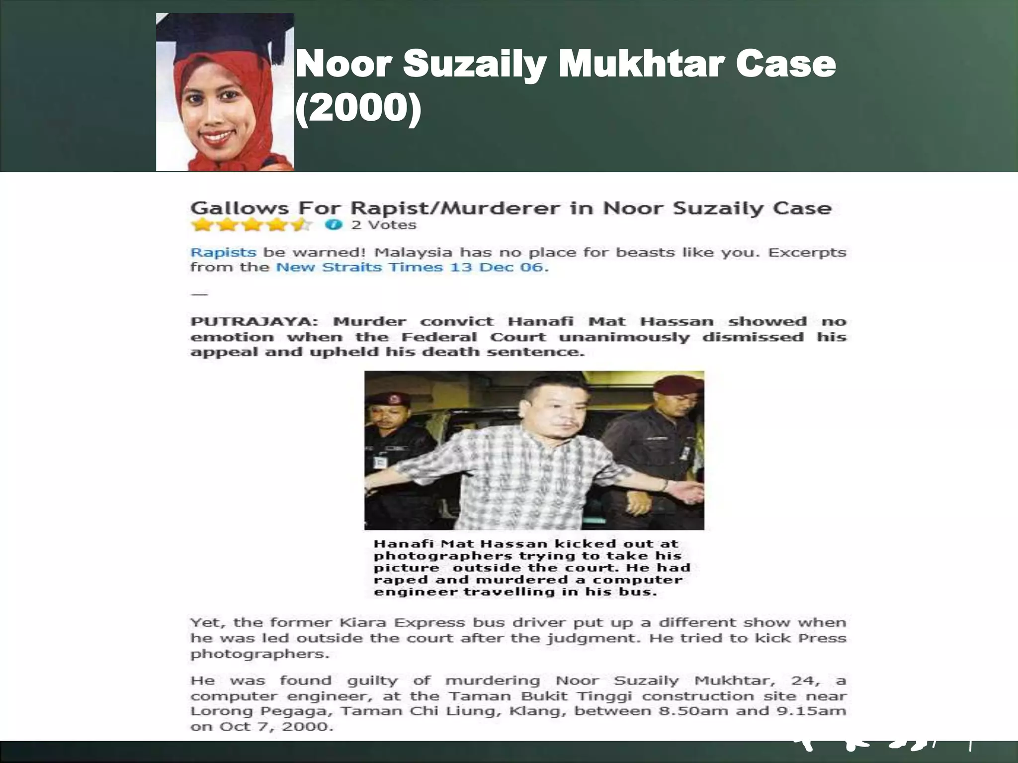 Noor Suzaily Mukhtar Case
(2000)
 