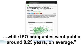 …while IPO companies went public
around 8.25 years, on average.”
 