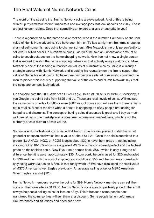 The Real Value of Numis Network Coins
