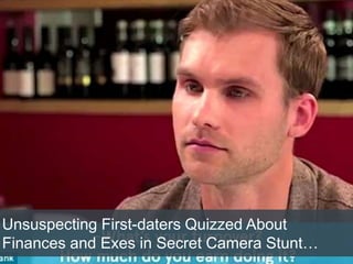 Unsuspecting First-daters Quizzed About
Finances and Exes in Secret Camera Stunt…
 