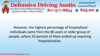 However, the highest percentage of hospitalized
individuals came from the 80 years or older group of
people, where 33 percent of them ended up requiring
hospitalization.
 