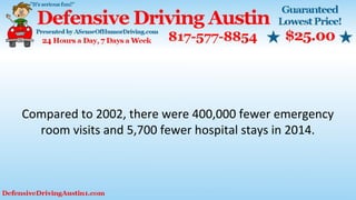 Compared to 2002, there were 400,000 fewer emergency
room visits and 5,700 fewer hospital stays in 2014.
 