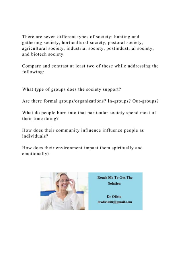 There are seven different types of society hunting and gathering .docx