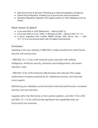 Upgrade To The Latest Versions Of IBM Db2 | PDF