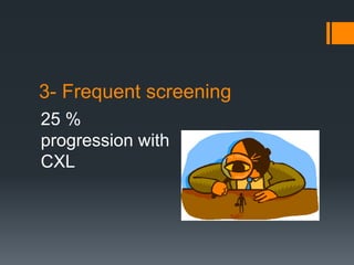 3- Frequent screening
25 %
progression with
CXL
 