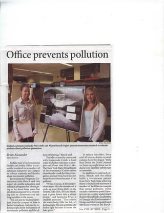 Stormwater: Public Ed. and Outreach at Buffalo State College News Article