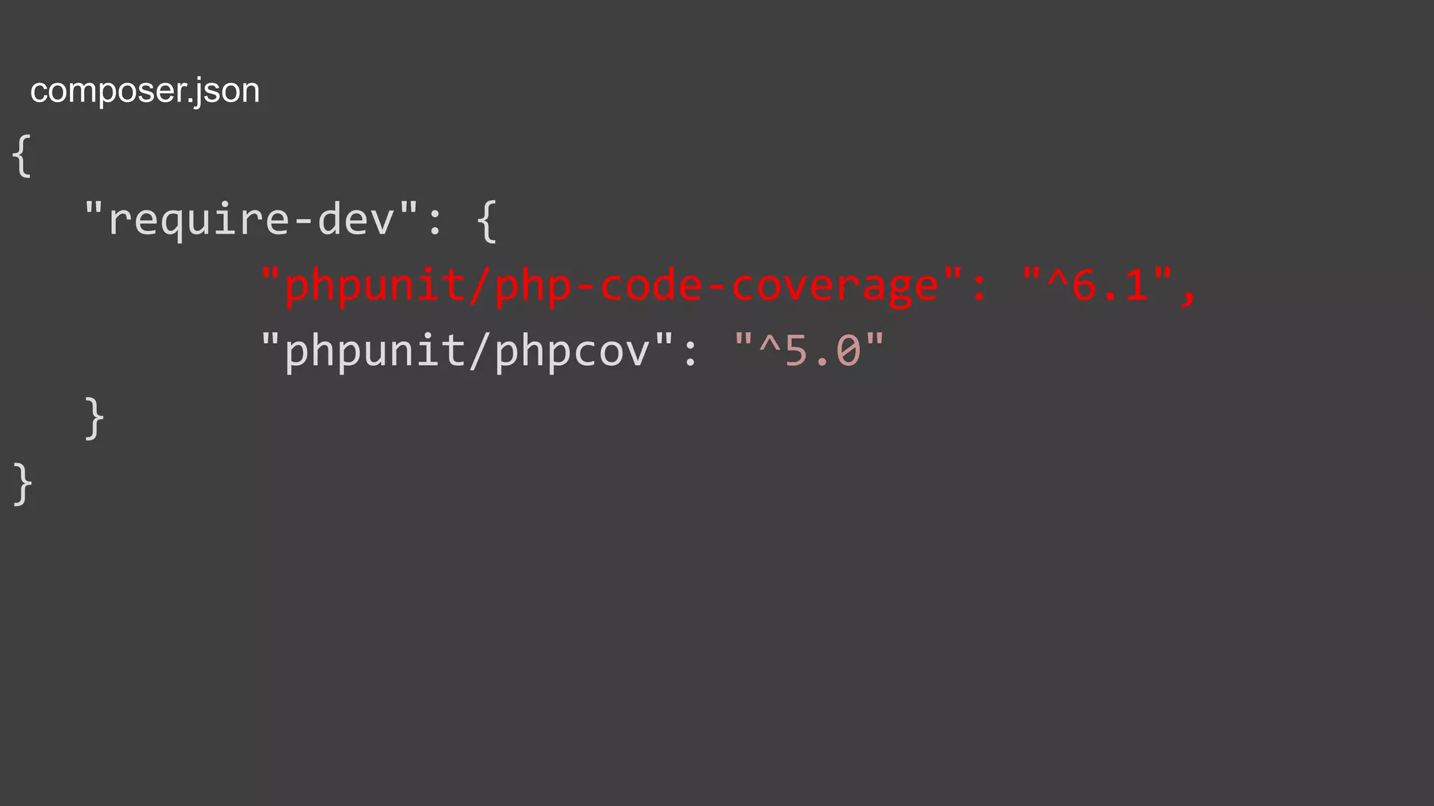 composer.json
{
"require-dev": {
"phpunit/php-code-coverage": "^6.1",
"phpunit/phpcov": "^5.0"
}
}
 