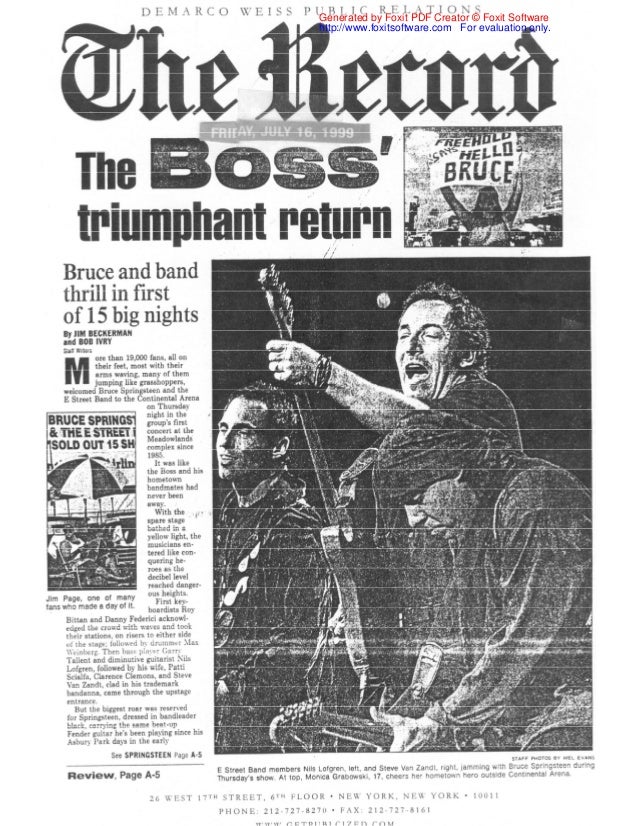 Bruce Springsteen And Q104 The Bergen Record