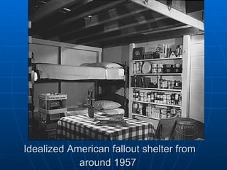 Idealized American fallout shelter from around 1957   