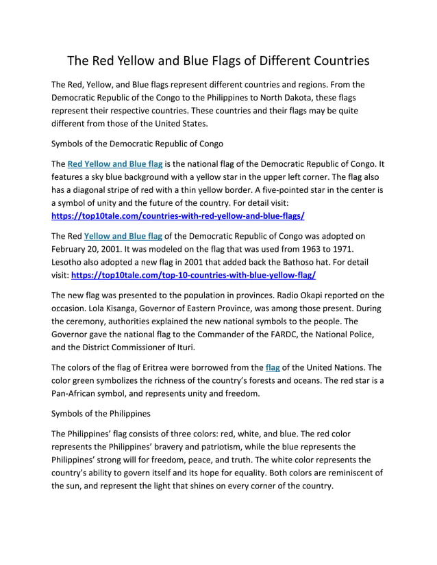 The Red Yellow and Blue Flags of Different Countries