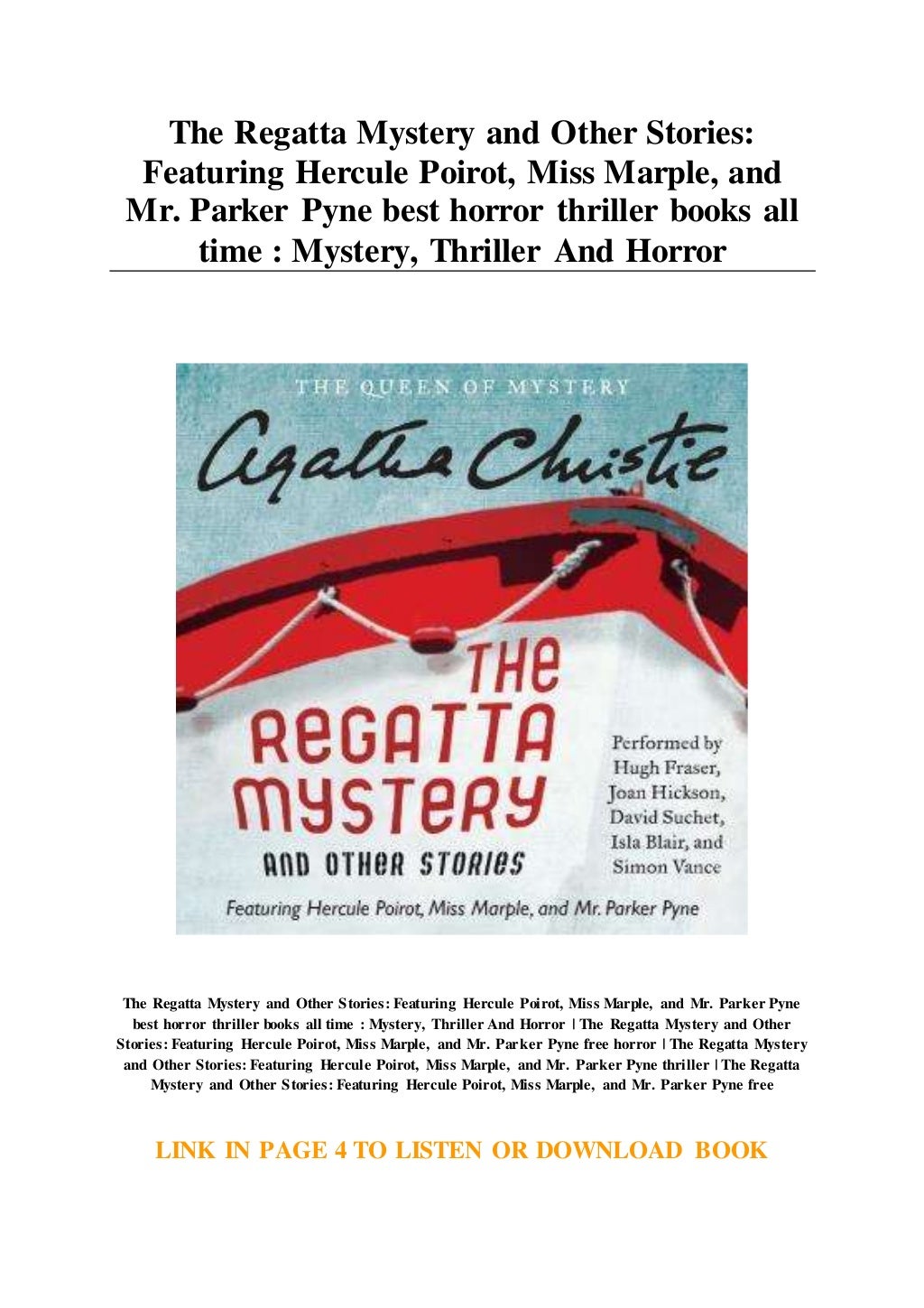 The Regatta Mystery and Other Stories Featuring Hercule Poirot... Miss