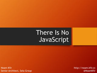 There Is No
JavaScript
Noam Kfir
Senior Architect, Sela Group
http://noam.kfir.cc
@NoamKfir
 
