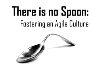 There is no Spoon:
Fostering an Agile Culture
 