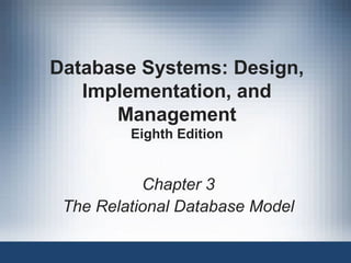 Database Systems: Design,
Implementation, and
Management
Eighth Edition
Chapter 3
The Relational Database Model
 