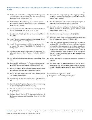 20
The Relation Smoking, Breathing, Glycemia and the Rate of the Metabolism that Reveals the Effective Way of Controlling Body Weight and
Glycemia
28.	 Karakitsos D and Karabinis A. “Hypothermia therapy after
traumatic brain injury in children”. The New England Journal
of Medicine 359.11 (2008): 1179-1180.
29.	 Karatas Mehmet. “Central vertigo and dizziness: epidemiol-
ogy, differential diagnosis, and common causes”. The Neurolo-
gist 14.6 (2008): 355-364.
30.	 Laupland Kevin B. “Fever in the critically ill medical patient”.
Critical Care Medicine 37.7 (2009): 27327-27328.
31.	 Linda J Vorvick. “Weight gain after quitting smoking: What to
do”. (2018).
32.	 Marx J. “Rosen’s emergency medicine: concepts and clinical
practice”. Mosby/Elsevier (2006): 2239.
33.	 Marx J. “Rosen’s emergency medicine: concepts and clini-
cal practice 7th edition”. Philadelphia, PA: Mosby/Elsevier
(2010): 1870.
34.	 McCullough L and Arora S. “Diagnosis and treatment of hy-
pothermia”. American Family Physician 70.12 (2004): 2325-
2332.
35.	 MedlinePlus. (n.d.). Weight gain after quitting smoking: What
to do.
36.	 Neuhauser HK and Lempert T . “Vertigo: epidemiologic as-
pects (PDF)”. Seminars in Neurology 29.5 (2009): 473-481.
37.	 Ngoc D Duc. Đột phá nghiên cứu mới cho biết Làm thế nào để
đảo ngược khỏi bệnh tiểu đường trong 3 tuần (2016).
38.	 Ngoc D. Duc. Nhịp tim liên quan đến : Khí (tâm thu), Huyết
(tâm trương), đường (2016)
39.	 Ngoc D. Duc. (n.d.). Nói về món ăn, thuốc uống tại Như Tịnh
Thất.
40.	 Ngoc D Duc (n.d.). “Ý nghĩa và công dụng chữa bệnh của những
bài tập khí công, và giải đáp thắc mắc”. (2015).
41.	 O’Brien E. “Blood pressure measurement is changing!”. Heart
85.1 (2001): 3-5.
42.	 Ogedegbe G and Pickering T. “Principles and techniques of
blood pressure measurement”. Cardiology Clinics 28.4 (2010):
571-586.
43.	 Pankova A., et al. “Early weight gain after stopping smoking: a
predictor of overall large weight gain?”. British Medical Journal
Open 8 (2018): e023987.
44.	 Post RE and Dickerson LM . “Dizziness: a diagnostic approach”.
American Family Physician 82 .4 (2010): 361-368.
45.	 Reeves Alexander G., et al. Chapter 14: Evaluation of the Dizzy
Patient. Disorders of the Nervous System: A Primer. Dart-
mouth Medical School (2008).
46.	 Remarkable recovery of seven-year-old girl (2015).
47.	 Robertson, David. Primer on the autonomic nervous system
(3rd ed.). Amsterdam: Elsevier/AP (2012): 288.
48.	 Van D Dao. “AWAKEN YOU WONDERFUL WE: The secret of
one-page table reveal all the real causes of all phenomena and
problems:Most phenomena, physical problems, mental prob-
lems, social problems and how to solve them: Ability, Autoim-
mune diseases, Belief system, Gut feelings, Hysteria, Learning,
Learning difficulties, Mental problems, ADHD, Alcohol use
disorders, Anxiety disorders, Autism, Behavioral disorders,
Depression”. (2017)
49.	 What Is Hypothermia? Archived 2014-01-16 at the Wayback
Machine.
50.	 Worldwide trends in blood pressure from 1975 to 2015: a
pooled analysis of 1479 population-based measurement stud-
ies with 191 million participants. The Lancet 389 (2017): 37-
55.
Volume 2 Issue 9 September 2019
© All rights are reserved by Van Duy Dao.
Citation: Van Duy Dao. “The Relation Smoking, Breathing, Glycemia and the Rate of the Metabolism that Reveals the Effective Way of Controlling Body
Weight and Glycemia”. Acta Scientific Neurology 2.9 (2019): 15-20.
 