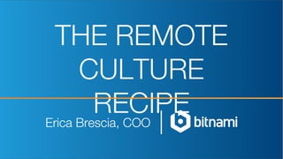 THE REMOTE
CULTURE
RECIPE
Erica Brescia, COO
 