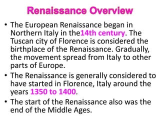 Who Started Renaissance Introduction to the Renaissance | PPTX