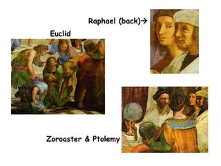 Euclid
Zoroaster & Ptolemy
Raphael (back)
 