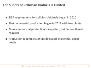 C O N G R E S S I O N A L B U D G E T O F F I C E 5 
The Supply of Cellulosic Biofuels is Limited 
■ 
EISA requirements fo...