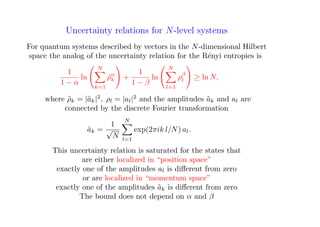 The renyi entropy and the uncertainty relations in quantum mechanics | PDF