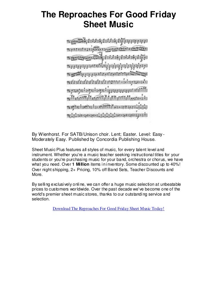 The Reproaches For Good Friday Sheet Music